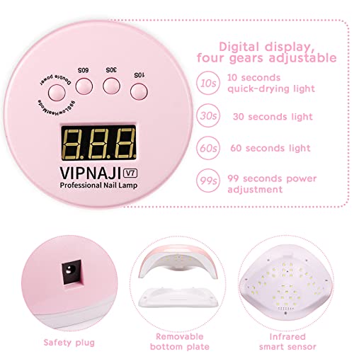 VIPNAJI Lampada Unghie LED UV Professionale,168W Fornetto Unghie Può Curare Rapidamente,Sensore Di Avvio Automatico,Timers da 10s/30s/60s/90s, LCD Display Lampada per unghie per Gel Nail Polish Light