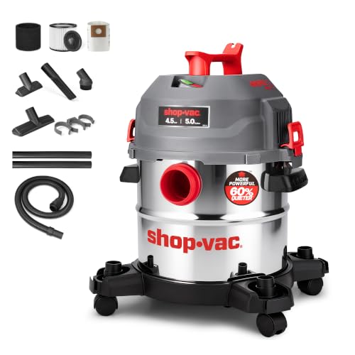 Shop-Vac 5 Gallon Ultra Quiet Shop Vacuum Wet and Dry, 4.5 Peak HP, 5430542