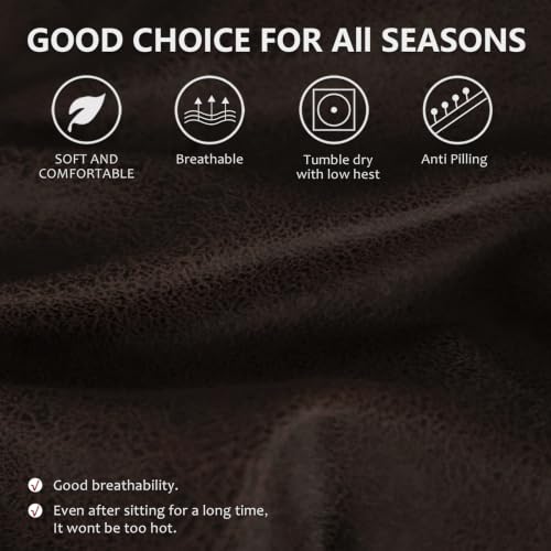 Image of ANARACHON Leather Look Loveseat Recliner Covers Stay in Place 6-Piece Recliner Sofa Slipcover 2 Seater Reclining Couch Cover Furniture Protector Spandex Fabric Washable (Recliner Loveseat,02Coffee)