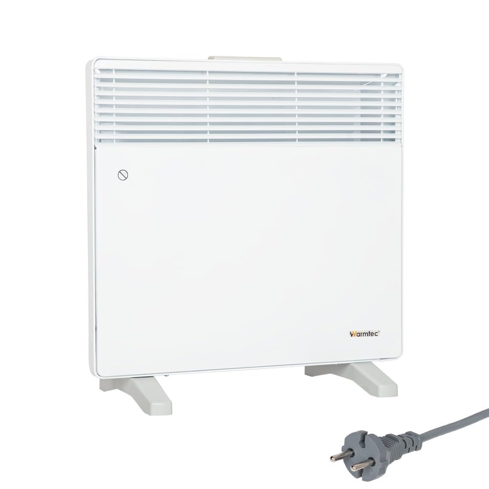 WARMTEC Calefacción eléctrica 2500 W | Radiador eléctrico con termostato de 8 niveles y función anticongelante | Radiador Bajo Consumo y clase de protección IP20 | Blanco