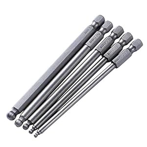 healthwen 5 stks 100mm Magnetische Schroevendraaier Bits S2 Staal Kogelkop Zeskant Hex Schroevendraaier Bits Boor Set…