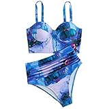 Mädchen Badeanzug Zweiteiliger Schwimmanzug Low Rise Swimsuit Strandmode Beachwear Push Up Sportlich Swimwear Badeanzüge Swim Suit Shape Bauchweg Schwimmwear Tankinis Klassische Lässiges Strandbikini