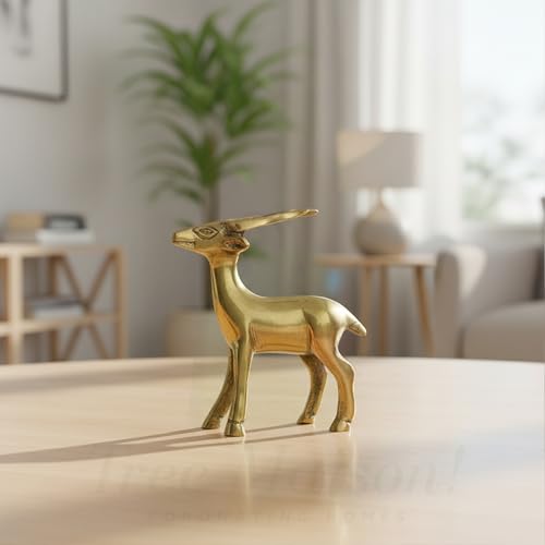 Image of Small Deer Statue | Designer Deer | Weight - 262 G Approx | Vastu Brass Showpeice | Home Decor | Size- 3.5 Inch Approx. | Zonal Placement: West-North-West, West