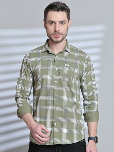 Image of Majestic Man Slim Fit Cotton Casual Check Shirt for Men