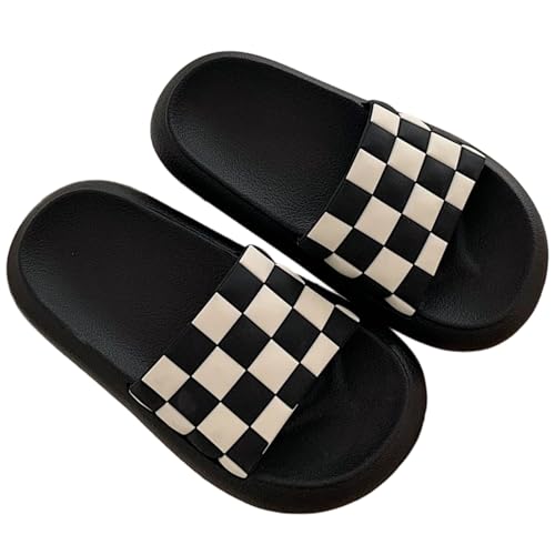 Checkered House Slippers for Women Men Summer Shower Shoes Trendy Comfortable Casual Indoor Home Slipper with Thick Soled Checkerboard Outdoor Beach Slides Non Slip