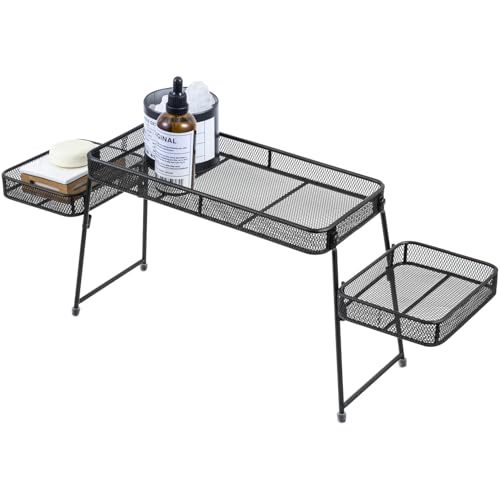 MyGift Over The Sink Shelf Black Metal Organizer Rack, 3 Tiered Bathroom or Kitchen Sink Storage Display Caddy