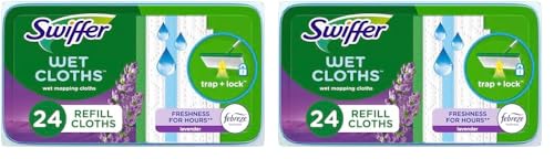 Swiffer Sweeper Wet Mopping Cloths with Febreze Freshness, Lavender Vanilla & Comfort, 24 Count (Pack of 2)