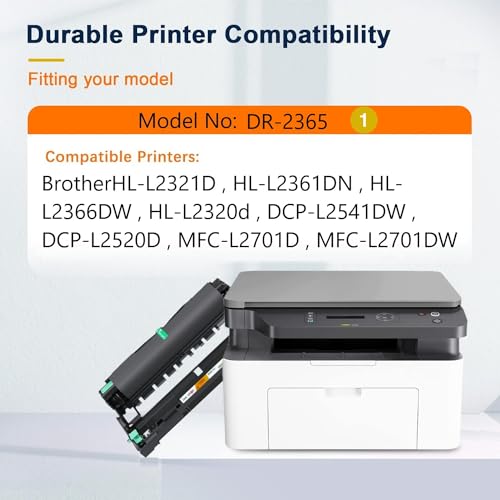 Image of DR2365 Drum Unit for Brother Hl-L2300 /L2305 /L2320 /L221D /L2340 /L2360 /Dcp-L2541Dw /L2520 /L2540 /Mfc-L2700 /L2740 /L2701Dw (DR-2365 1PIC) Black