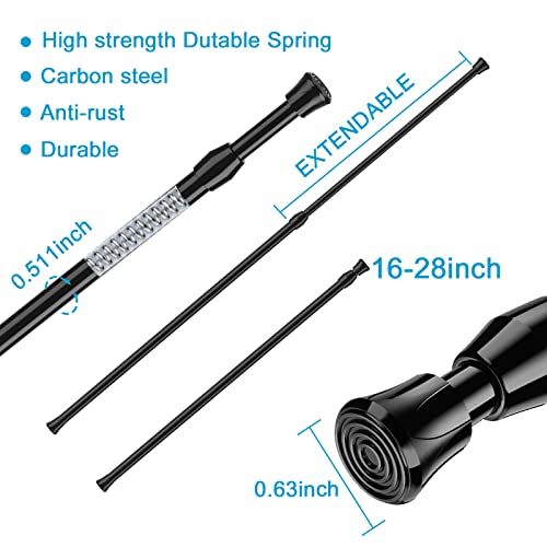 Siselba 2Pcs Tension Rods 16 To 28 Inch,Black Tension Rods Adjustable Spring Tension Window Rods Short Tension Rod Expandable Pressure Rod For Shoe Rack Hanger Curtain Rod Closet Rods #TOP2