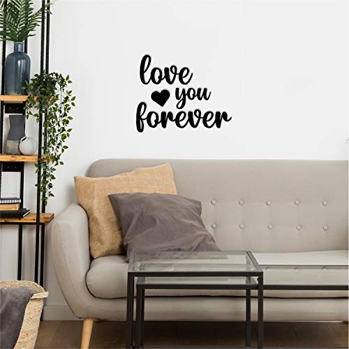 Image of eCraftIndia inchLove You Forever Message Black Engineered Wood Cutout Wall Art Decor - Sweet, Romantic, Sentimental Wall Hanging for Home, Bedroom - Ideal Gift for Anniversary, Valentine's Day, Wedding