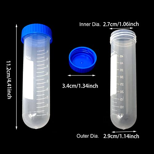 Honbay CENTRIFUGE-TUBE-50ML-ROUND-10 10Pcs 50Ml Round Bottom Plastic Lab Centrifuge Tubes Laboratory Test Tubes With Screw Cap And Graduation Frozen Vial Container Sample Storage Containers thumb #1