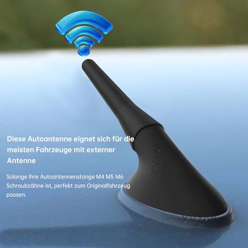 Yvyan Autoantenne 6.5CM, Autoradio Dachantenne,Auto Antenne, FM DAB Dachantenne Auto, Autoantenne Kurz Universal, Mit 3 Schrauben (M4, M5, M6), für den FM/AM Radioempfang