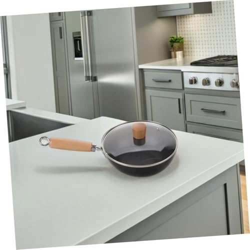 Wok estilo tradicional con tapa y mango de madera miniatura 4