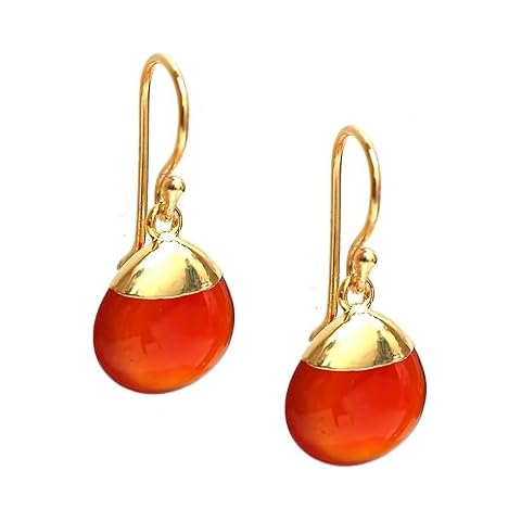 Gempires Orange Carnelian Onyx Dangle Earrings Cover