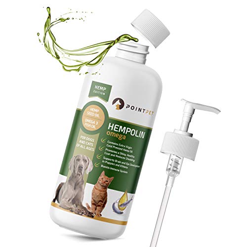 POINTPET Hempolin Omega Pet Hemp Oil for Dogs and Cats, Cold Pressed, Non-GMO Support Advanced EPA and DHA Potency, Promotes Coat and Immune System Health