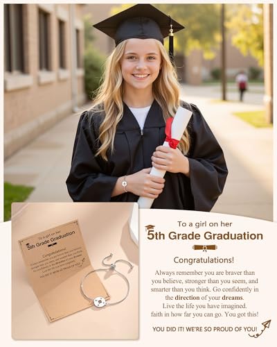 Image of 5th /8th Grade Graduation Gifts, Silver Adjustable Compass Bracelet for Her