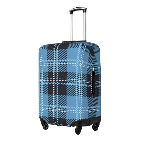 Tartan-In-White-Blue-Colors (2) Luggage Cover, Protective Washable Suitcase Cover - Travel Fashion Elastic Suitcase Protector X-Large2