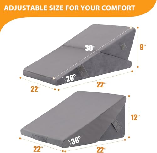 Image of CUSHIO Lap Desk & Adjustable Wedge Combo for Laptops, Study and Reading | Memory Foam Adjustable Wedge for Back Support & Lap Desk Pillow-Gaming & Reading Pillow (Grey)