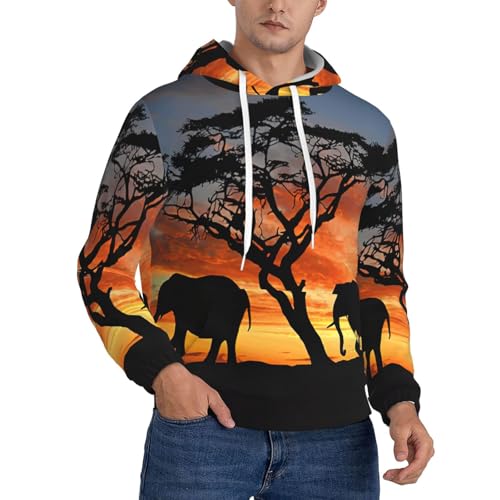 Sweat à capuche homme EdWal imprimé éléphant africain avec poche