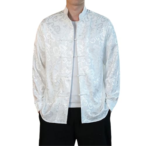 Chemise en soie jacquard homme boutons grenouille respirante