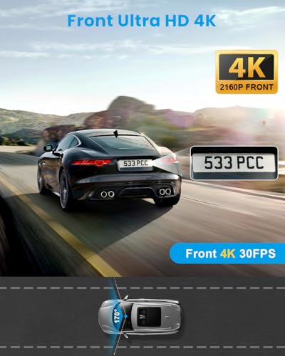 Dash Cam 4K Front, Ultra HD Dash Camera for Cars, 1.47''IPS Screen Mini Car Camera with APP Control, Built-in Wi-Fi & G-Sensor, 24H Parking Mode, Night Vision, WDR, Loop Recording, Support 256GB Max - Image 4