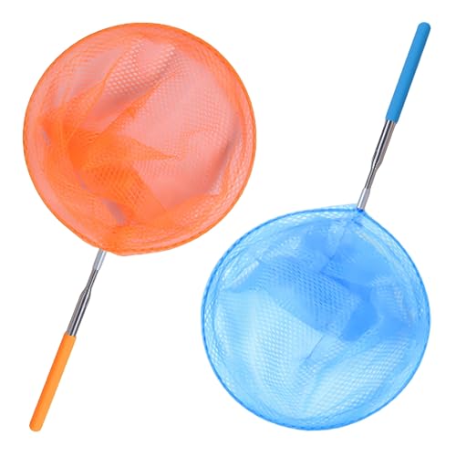 昆虫収集セット 2個セット ブルー オレンジ 昆虫ネット 格納式 屋外用 取り外し可能 軽量 子供用 昆虫ネット 昆虫ネットは昆虫を収集し、蝶や小魚を捕まえるのに最適 子供 夏休み 川遊び