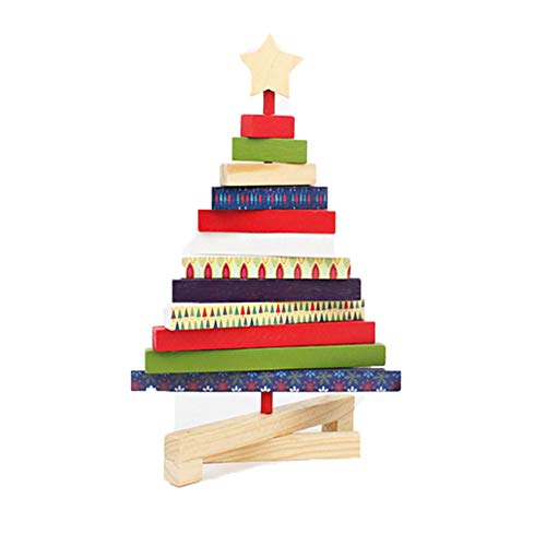 Ototon Árbol de Navidad Artificial de Madera Rotativa Multicapa Juguete Árbol de Navidad Mesa Decoración para el Hogar Regalo Oficina en Casa 28,5 cm