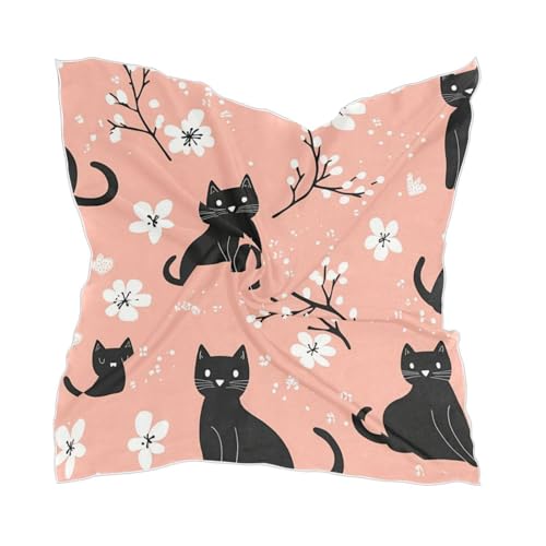 BOESI Doodle Black Cat and Flower Women's Headband, 23.62