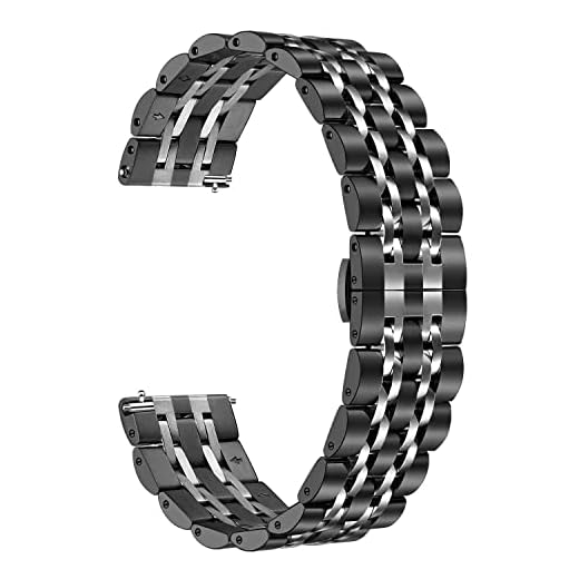 for Samsung Galaxy Watch 42mm / Active 2 40mm 44mm Bands,TRUMiRR 20mm Quick Release Solid Metal Stainless Steel Watch Band Butterfly Buckle Strap for Gear Sport, Gear S2 Classic, Garmin Vivoactive 3