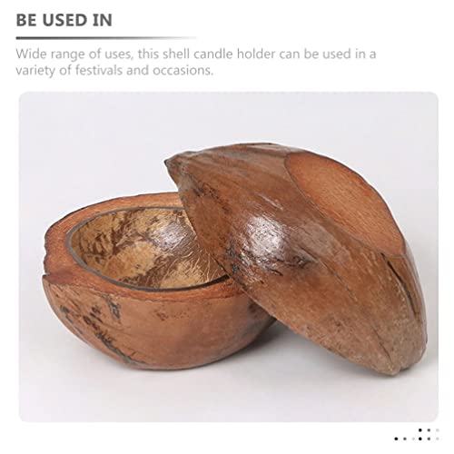 Homsfou Candle Tins 2Pcs Coconut Shell Candle Holders Coconut Bowl Votive Tealight Stand Rustic Candle Containers Tropical Decor For Table Centrepieces Candle Making Kits #TOP2