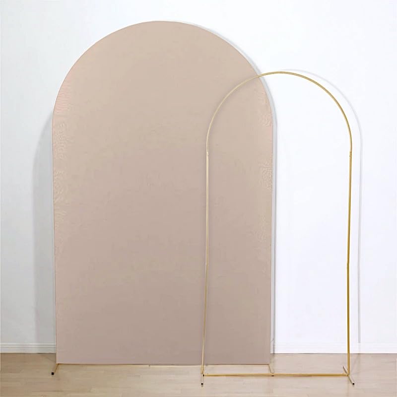 8 feet Nude Fitted Matte Spandex Round Top Wedding Arch Backdrop Stand Cover Party Events Reception Home Decorations Supplies