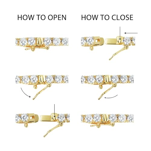 Gemsme 18K White/Yellow Gold Plated 3.0mm Round Cubic Zirconia Classic Tennis Necklace For Women 16-24 Inches2