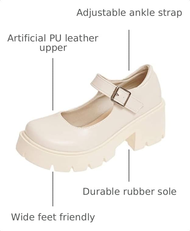 Image of Women's Platform Mary Janes Chunky Heel Ankle Strap Uniform Dress Shoes Heeled Gothic Lolita Oxfords
