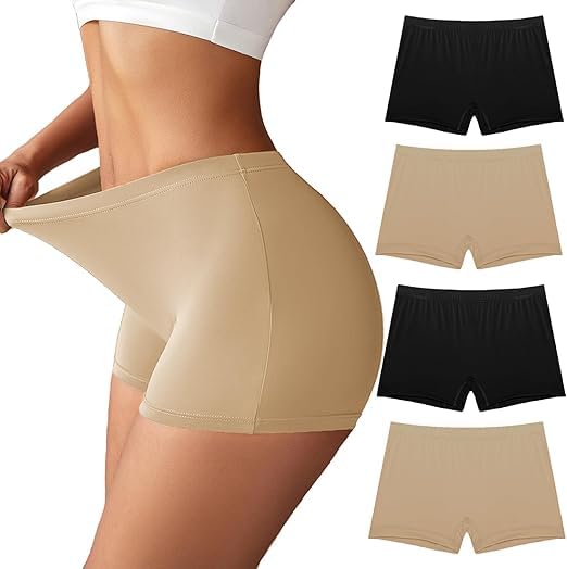 SunFlux® Boyshort Panties Women's Soft Underwear Briefs Invisible Hipster 4 Pack Seamless Boxer Brief Panties-picture-11