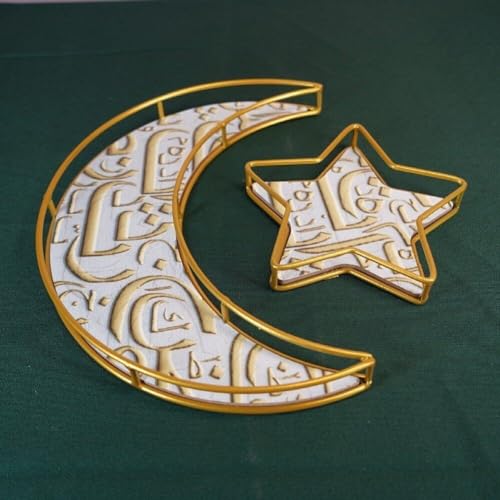 Plateau Ramadan lune étoile le cadeau de table parfait pour l'Aïd Mubarak