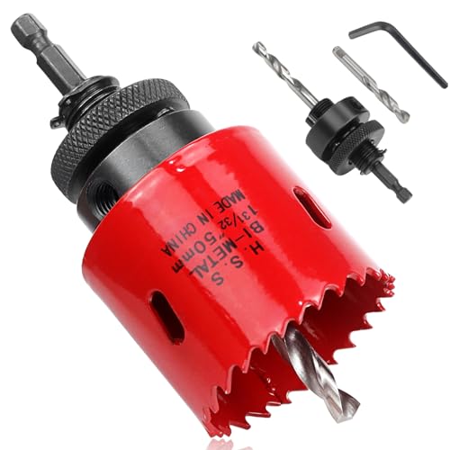 Sierra de orificio bimetálica de 50 mm de velocidad Brocas de Sierra de Corona Bimetálicas juego de abridor de cortador de orificios para metal blando, paneles de yeso, plástico, madera