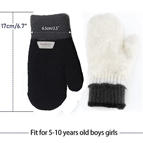 FGSS Kids Winter Stretch Knitted Mittens - Thick Warm Gloves for Boys Girls 4-7 Yrs3