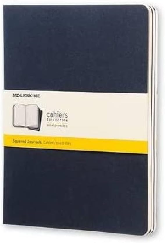Moleskine Cahier Journal, Soft Cover, XL (7.5" x 9.5") Squared/Grid, Indigo Blue