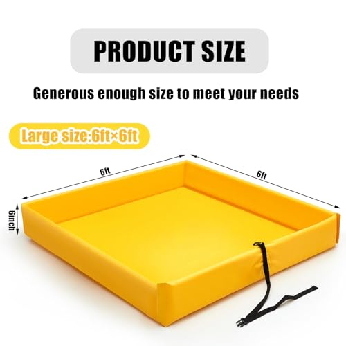Image of Wettarn Folding Duck Pond 6'x 6' Portable Spill Containment Berm Wall Containment Berm (Yellow)
