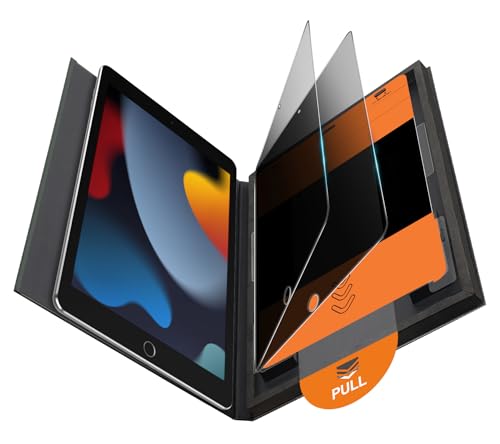 OMOTON 2 Pack Privacy Screen Protector for iPad 9th 8th 7th Generation (10.2 Inch iPad 9/8/7 2021/2020/2019) Anti-Spy Tempered Glass with Easy Installation Tray Case Friendly/Apple Pencil Support