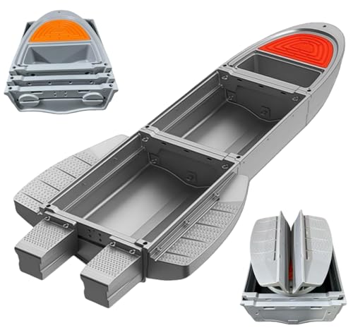 Artigree B1 Portable Boat, Upgraded Pontoon Boat - Modular Fishing Kayak with Integrated Fish Box, 1148 lb Load Capacity, 4-6 Persons - Suitable for Fishing, Rowing, Ferrying, Rescue (Pro Max, Gray)