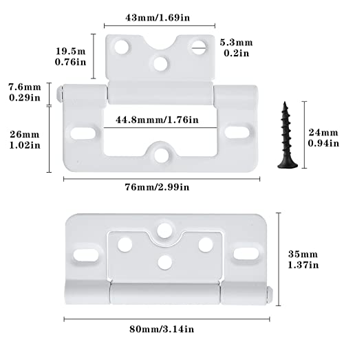 Worldity 10 Pack White Shutter Hinges,3 Inch Non Mortise Hinge, Screen Door Hinges Easy To Install, Screen Door Hinge With Screws For Cabinet #TOP1