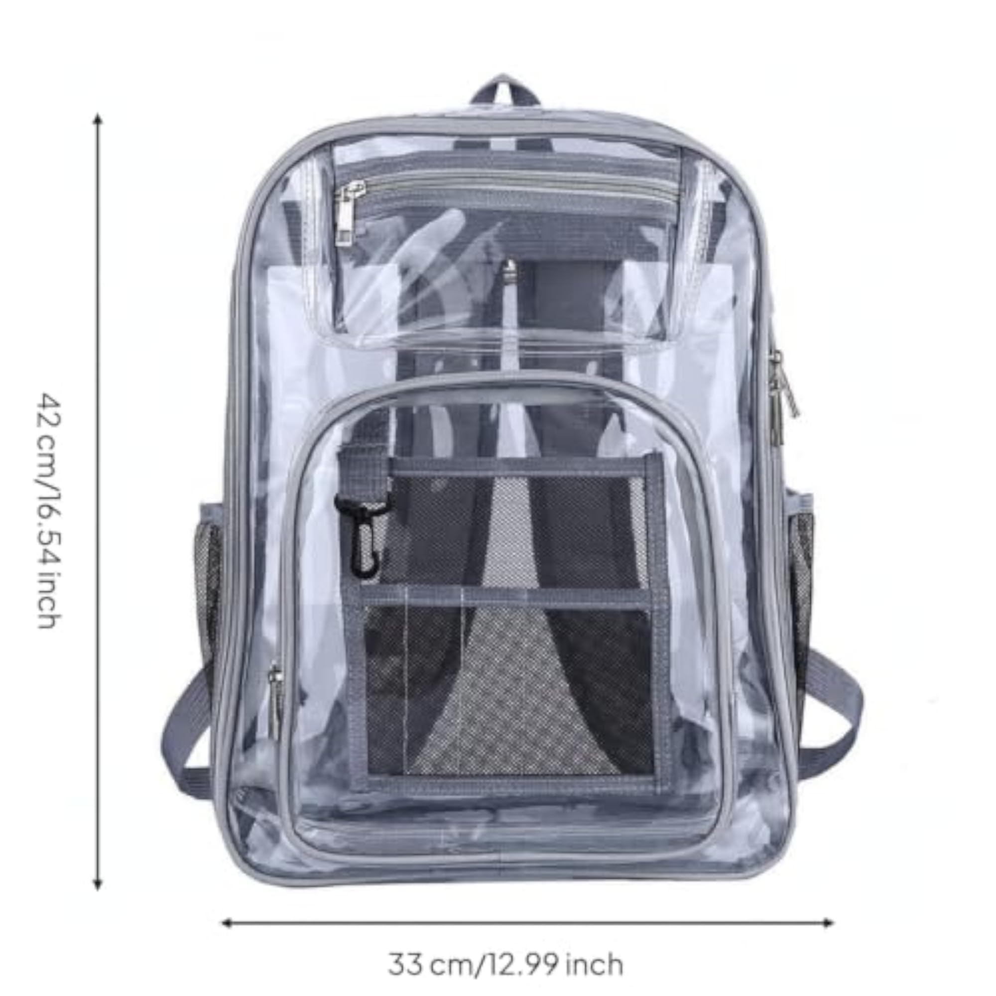 Water-Resistant Transparent PVC Backpack with Multi-Compartment