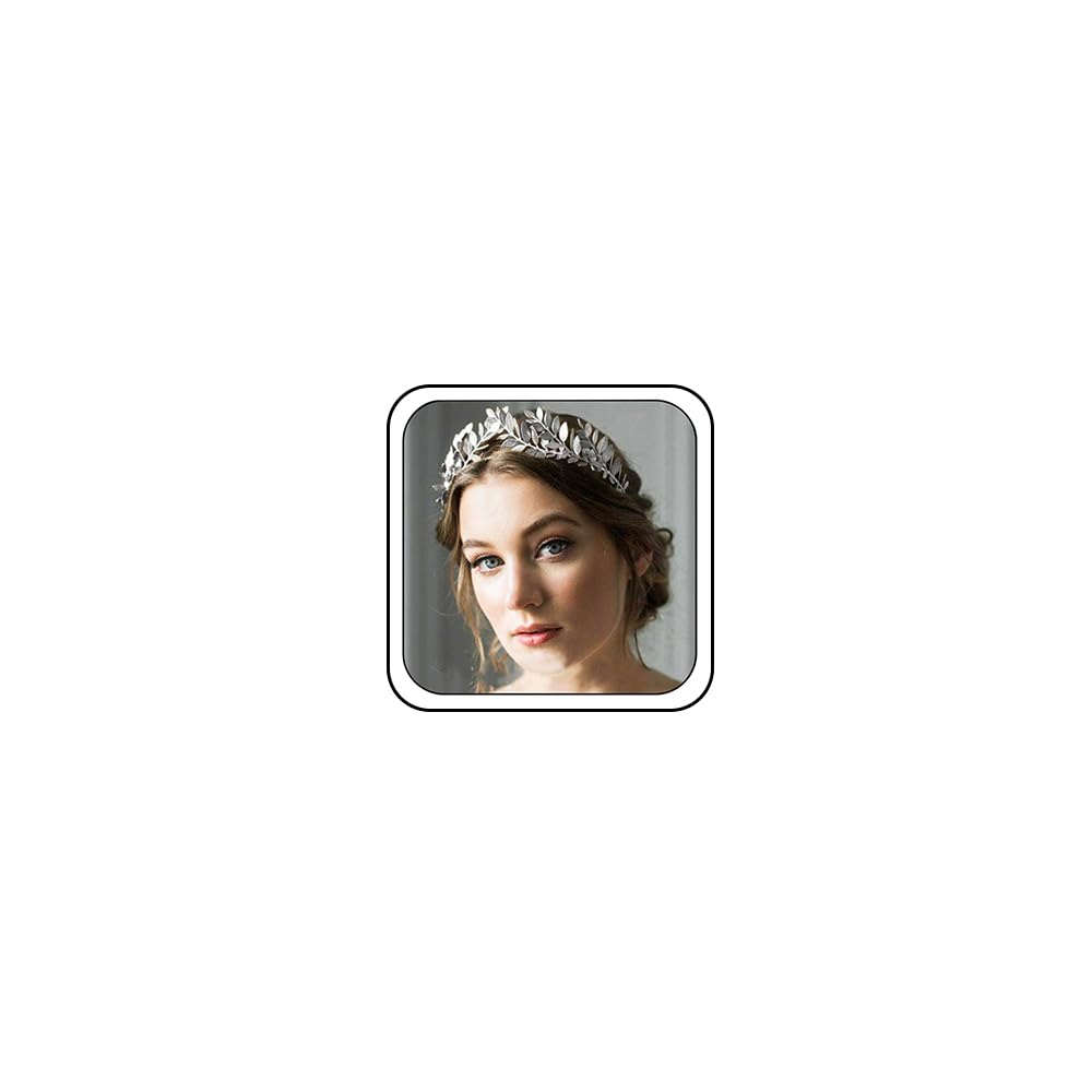 Handmade Bridal Wedding Crown Leaf Headband Women Leaf Tiara Headpiece Weeding Hair Accessories Leaf Headpiece Jewelry for Women(Silver)