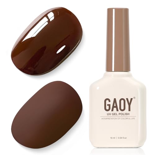 GAOY Brown Highly pigmented Gel Polish 16ml Self-Leveling Soak Off Gel Polish UV Light Cure for Nail Art DIY Manicure at Home 4326 Salted Caramel