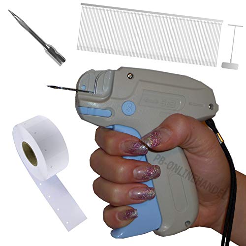 PB-Onlinehandel Etikettierpistole Banok 503S Standard [Set 2] + 1.000 Micro-Heftfäden + 1.000 Kartonetiketten auf Rolle 30x40mm + 1 Ersatznadel Etikettiergerät Tag Gun