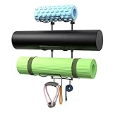 Suchek Yoga Mat Holder Wall Mount, Wall Rack Storage for Yoga Mat, Yoga Tiles, Foam Roller, with 3...