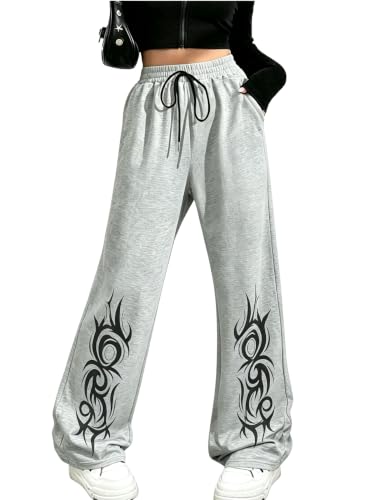 Image of SOLY HUX Women's Y2k Wide Leg Gothic Sweatpants Grunge Pants