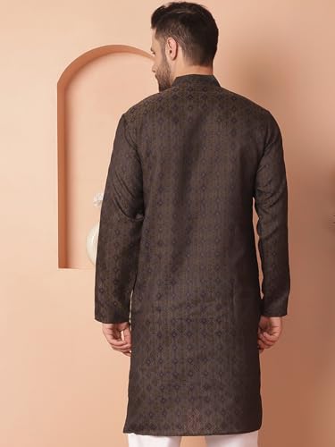 Image of Jompers Silk Men's Regular Fit Woven Design Kurtas