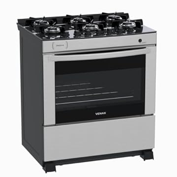 Fogao 6 Bocas Venax Delplus Vitreo Bl Inox Gas Glp